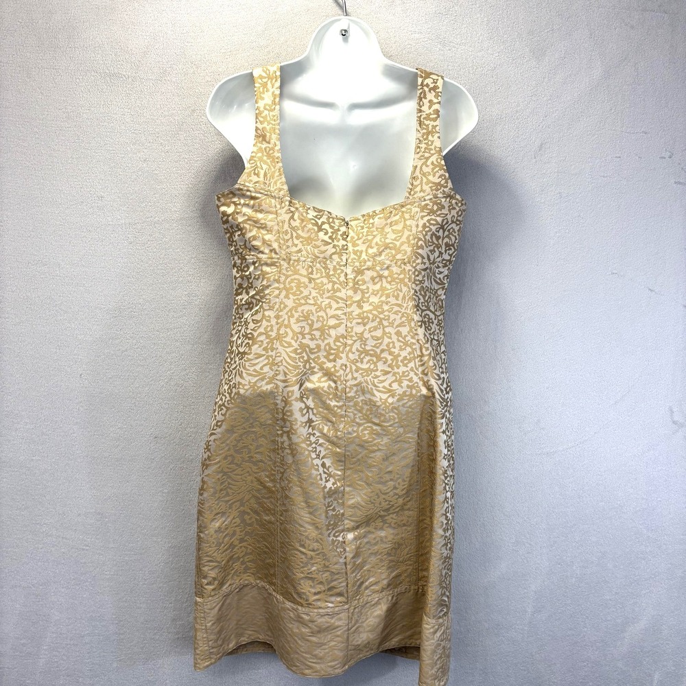 Sigrid Olsen Collection Silk Blend Jacquard Sheath Dress Womens 6 Gold Paisley - Picture 6 of 13